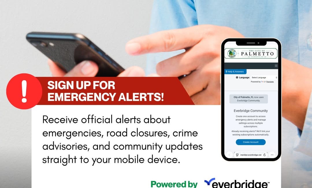 City of Palmetto Switches to Everbridge Emergency Alert System, Residents Must Register