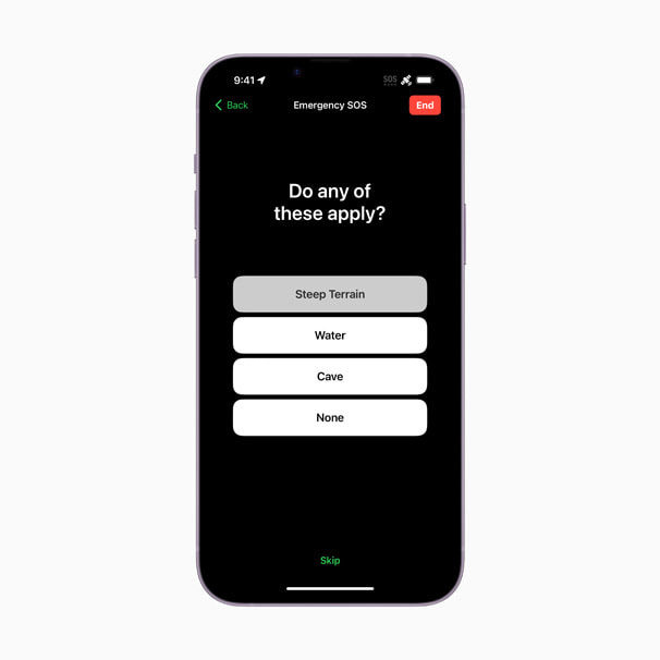 iPhone 失聯時的衛星求救地形畫面|來源:Apple Newsroom iPhone 失聯時的衛星求救地形畫面|來源:Apple Newsroom