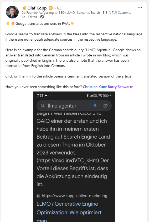 Google translates answers for PAA Google translates answers for PAA