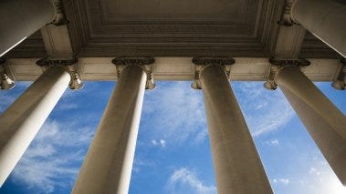 Columns of a courthouse.