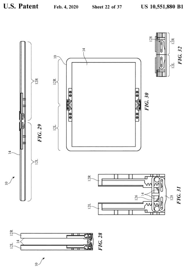 Apple U.S. Patent application illustration "Electronic devices with flexible displays and hinges"