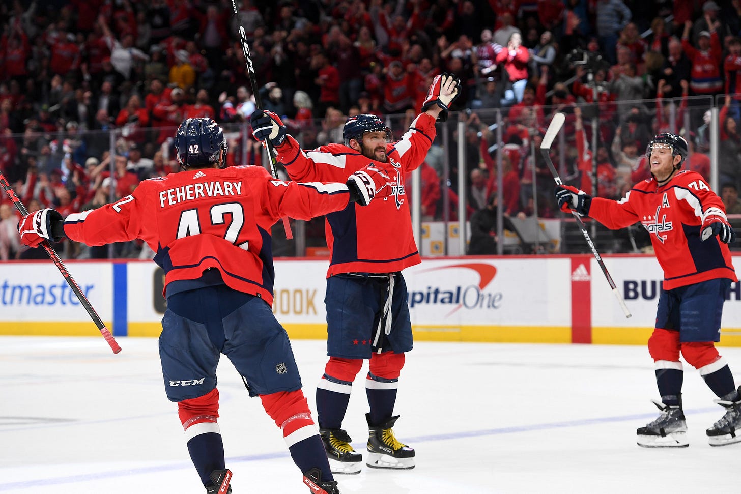Washington Capitals celebrate a goal Washington Capitals celebrate a goal