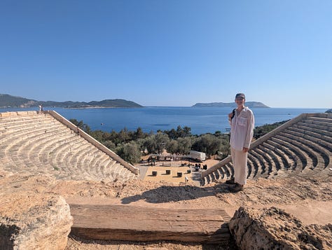 Ancient theater and evening dip in the Mediterranean