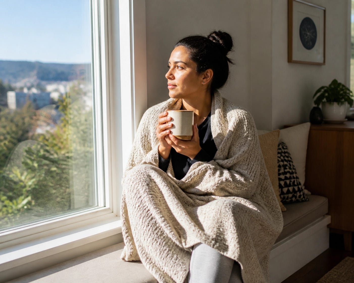 Person in a quiet moment of self-reflection, symbolizing finding grace while processing grief and loss.