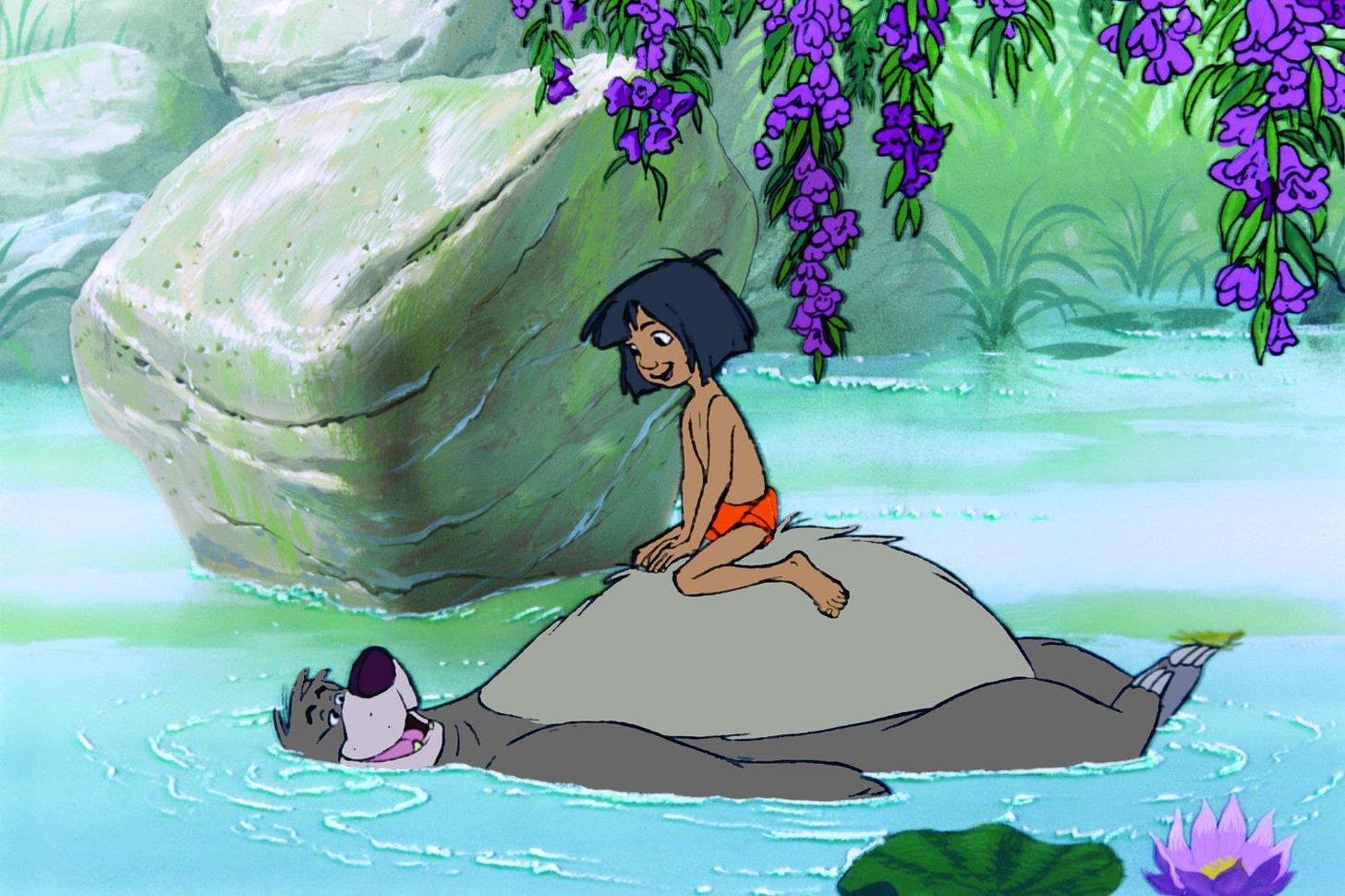 Le Livre de la jungle [1968] | Image du Film d'animation 2/3 | Balou et  Mowgli | SciFi-Universe