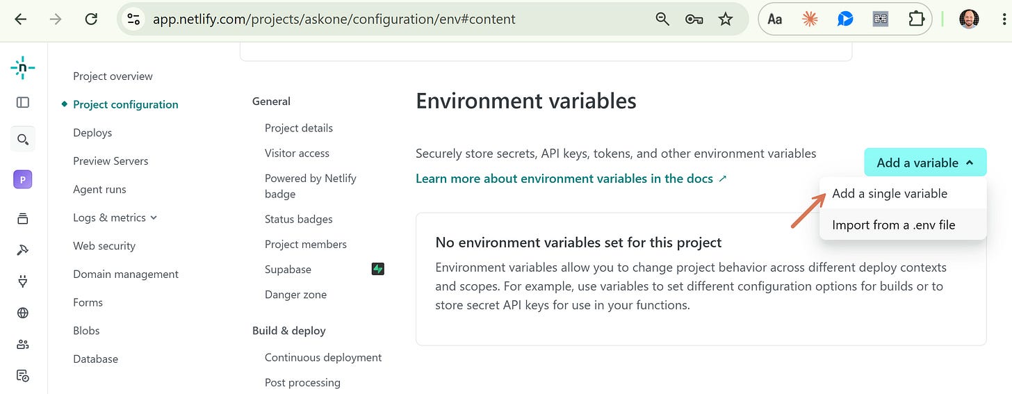 How to add an environment variable in Netlify