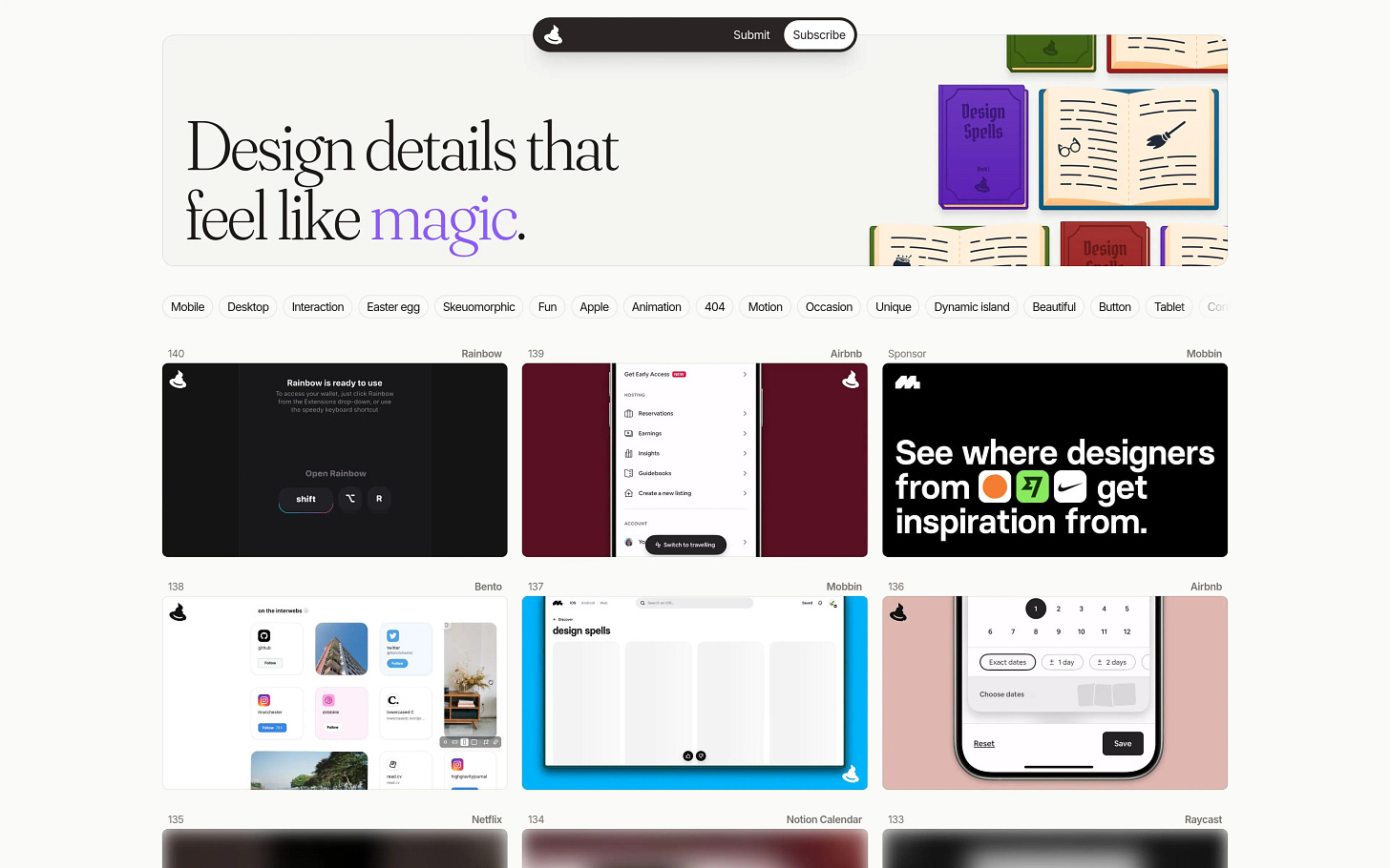 Snímek obrazovky ze sbírky Design Spells.