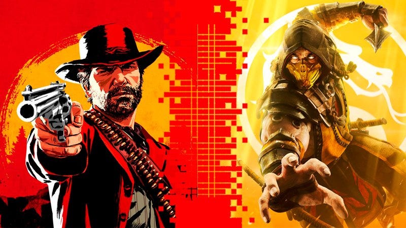 Arte de red dead redemption 2 e mortal kombat 11