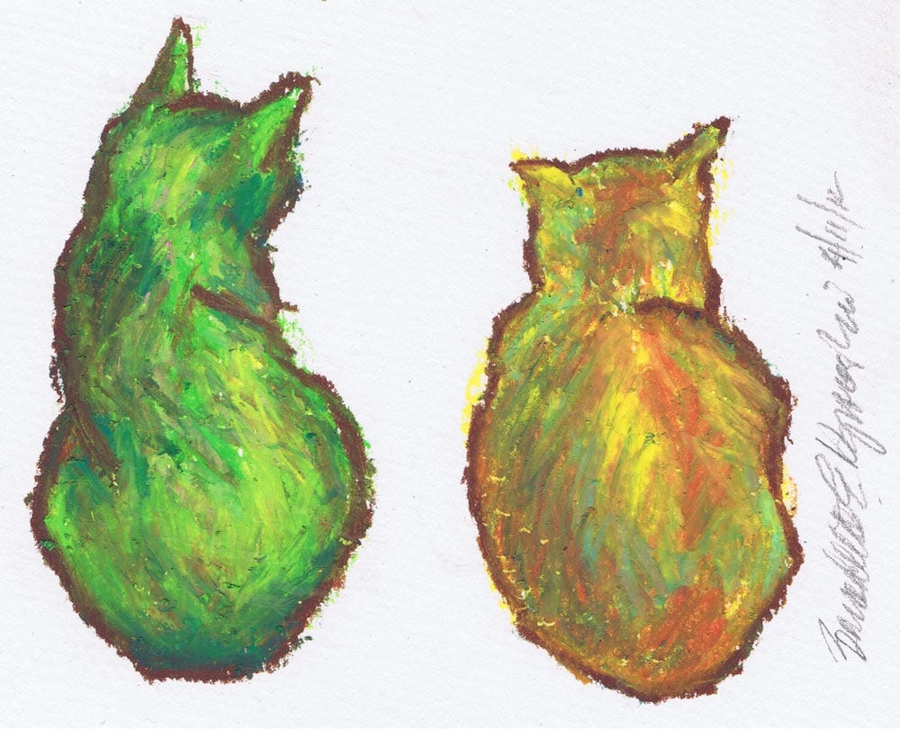  The original version of "Two Cats After van Gogh"