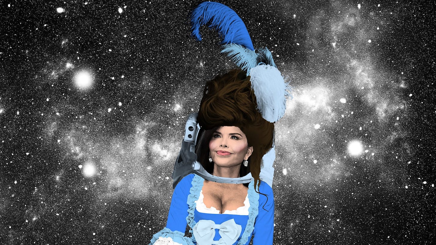 Lauren Sanchez dressed as a Marie Antoinette astronaut