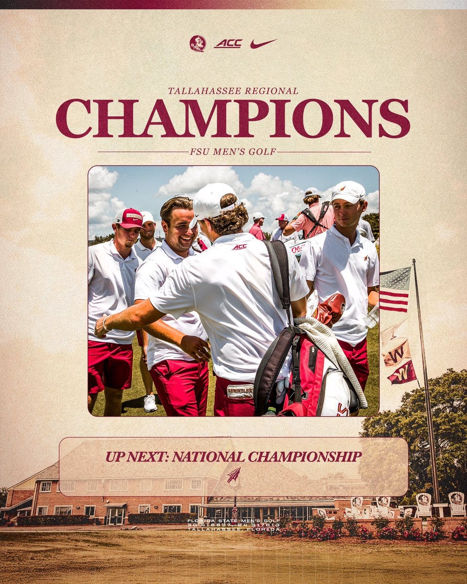 FSU Golf on X: "REGIONAL CHAMPS!!! Luke Clanton wins the 🏆 at -15 as the  #Noles punch their ticket to the NCAA Championship ‼️ #NoleFamily | #Driven  https://t.co/KMaYfKStoj" / X