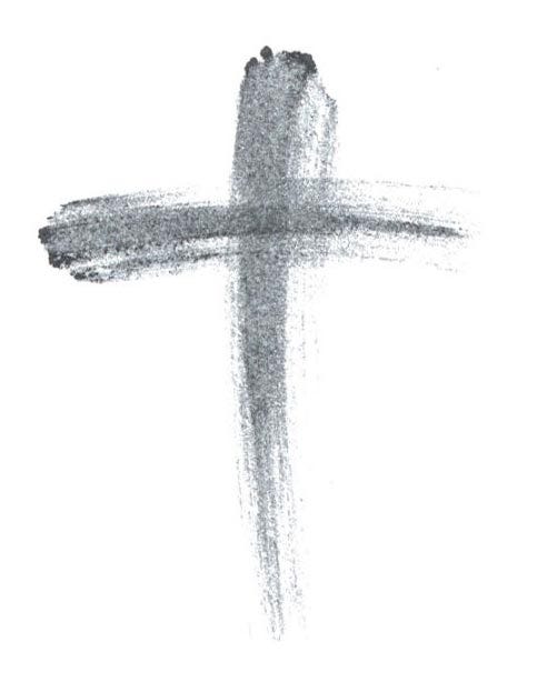 Image of cross as applied by fingers. 