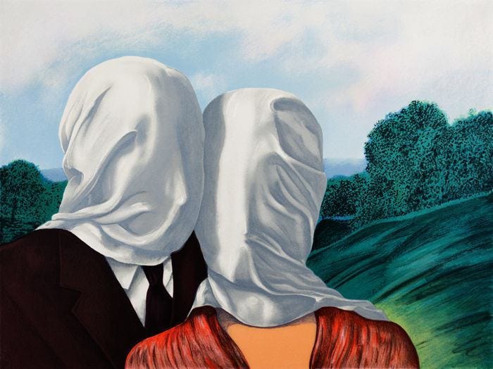Everything I love is behind a veil, by Magritte Everything I love is behind a veil, by Magritte
