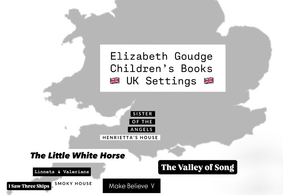 Goudge's children books in their setting location on map