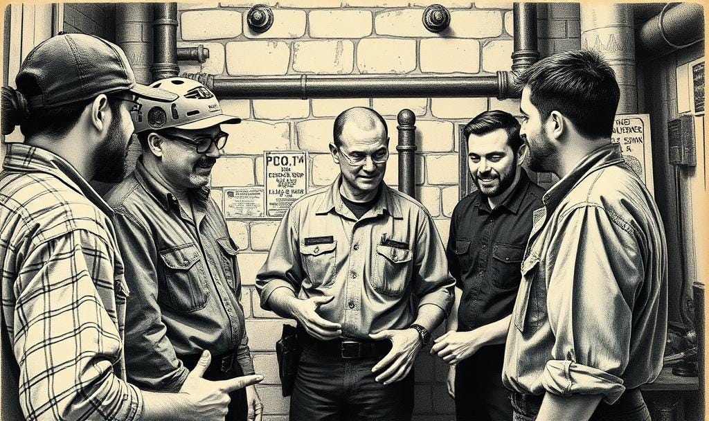 production manager gives instructions to service team at beginning of work day