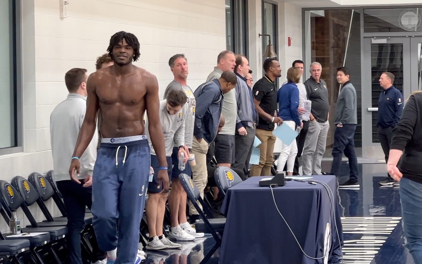 Jarace Walker shook the hand of every executive and scout after completing an individual workout on June 7. Jarace Walker shook the hand of every executive and scout after completing an individual workout on June 7.
