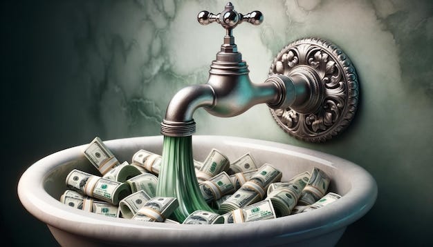 Money flow from the faucet Generative AI | Premium AI-generated image