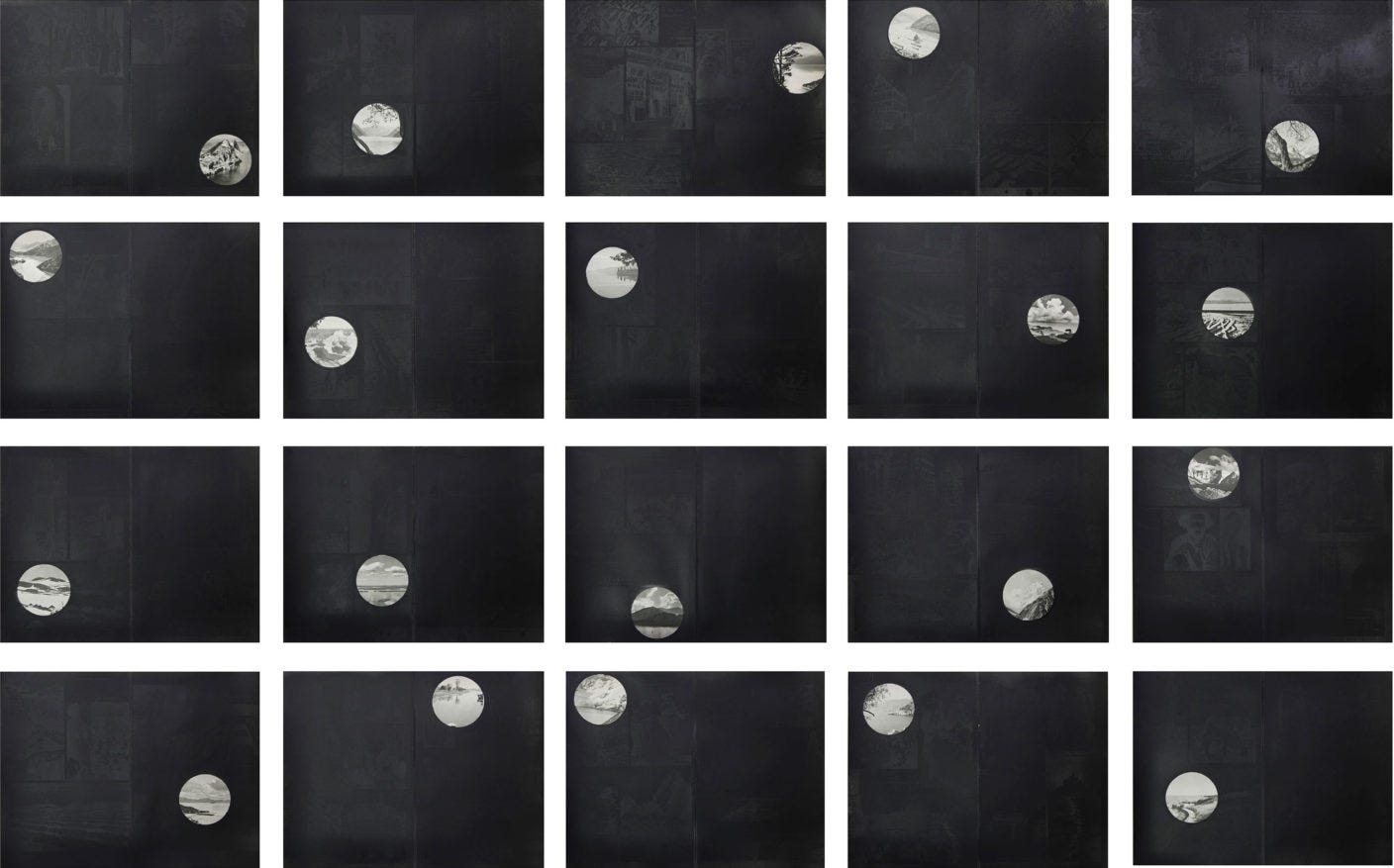 Marina Camargo, Notas sobre a história universal, (painting on book pages), 2018 [Galeria Superfí­cie, São Paulo. © Marina Camargo]