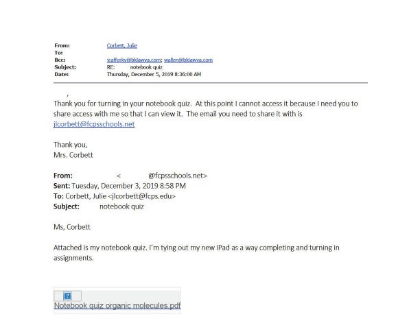 Fairfax County Public School Lawyer bcc’d on Email between Teacher and ...