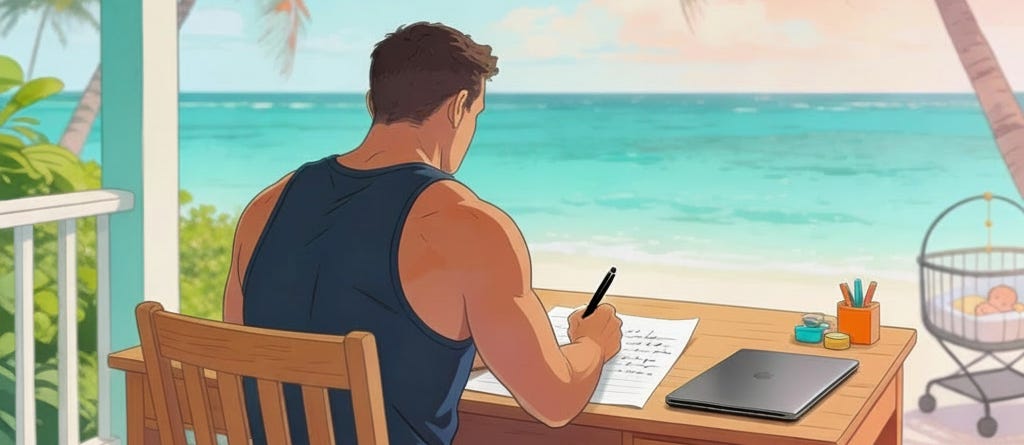 Edited veranda dad illustration with a less muscular physique. Edited veranda dad illustration with a less muscular physique.