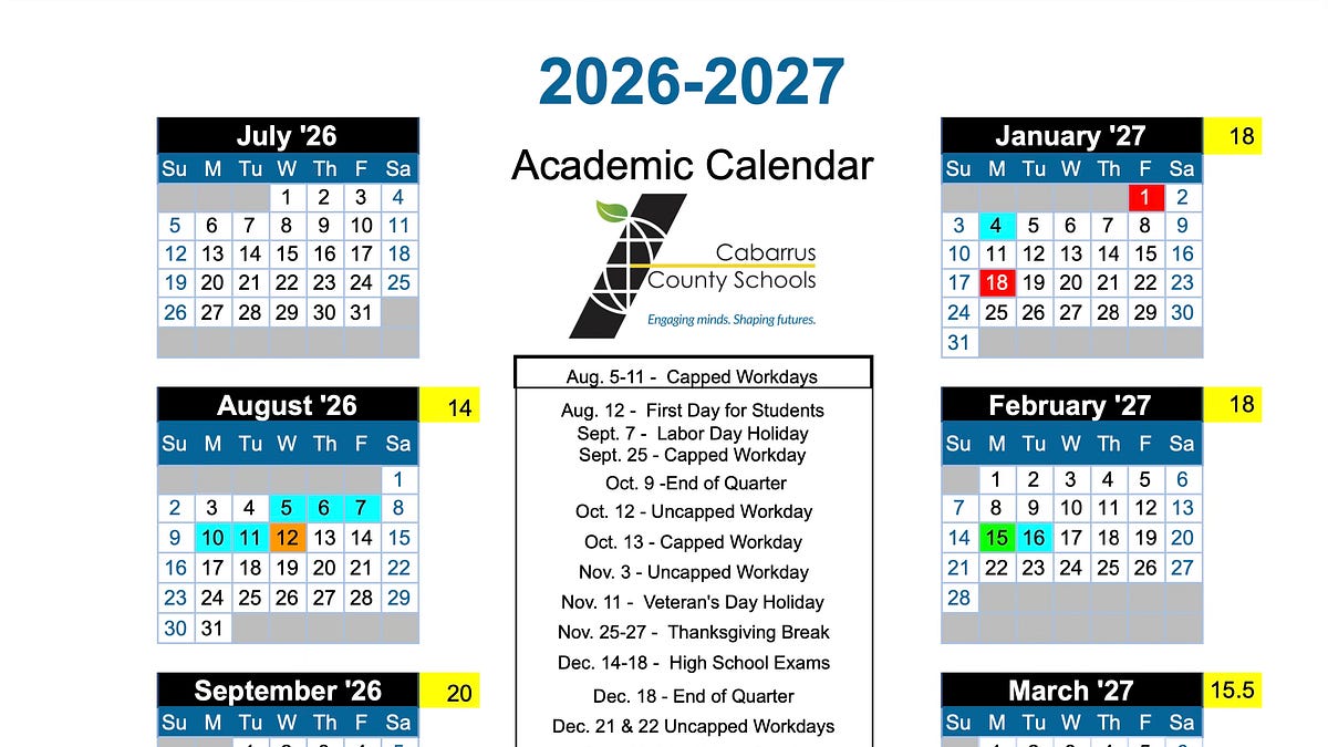 Cabarrus County school board approves 2026–27 academic ...