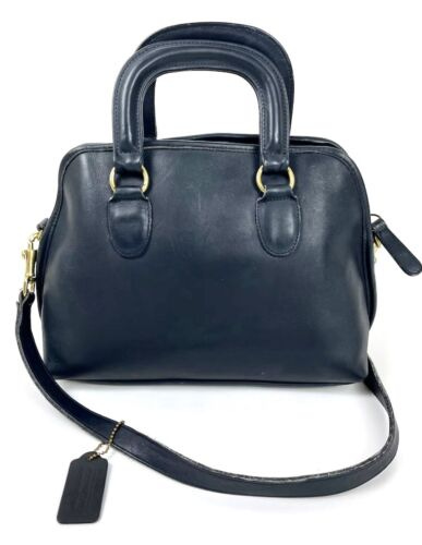 Coach Baxter Leather Satchel, Vintage 80s, Navy, 41-02 - Picture 1 of 11