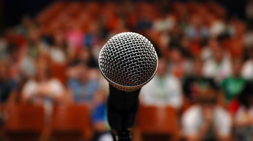 microphone and crowd
