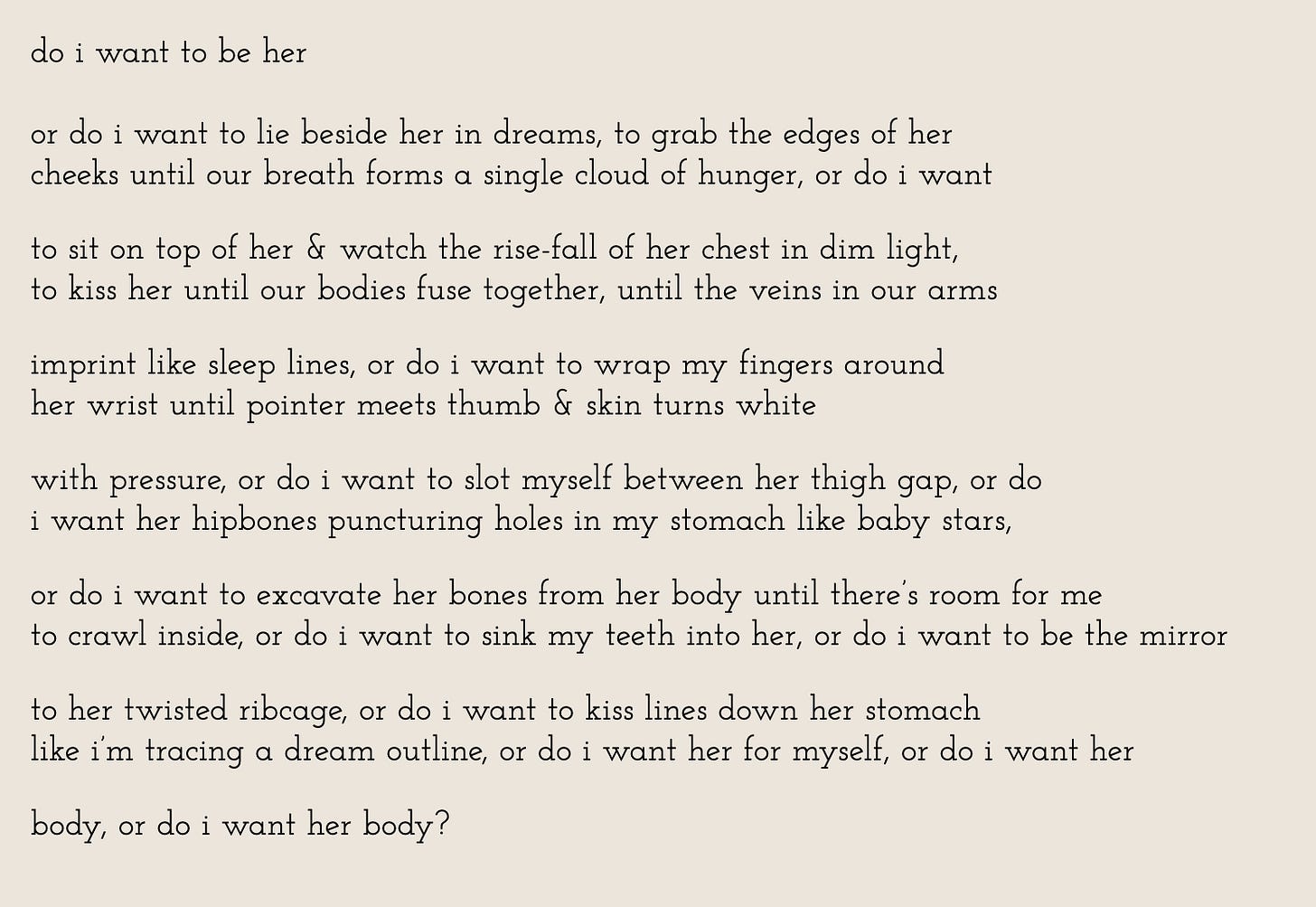 a screenshot of the poem "do i want to be her" by kayla simon
