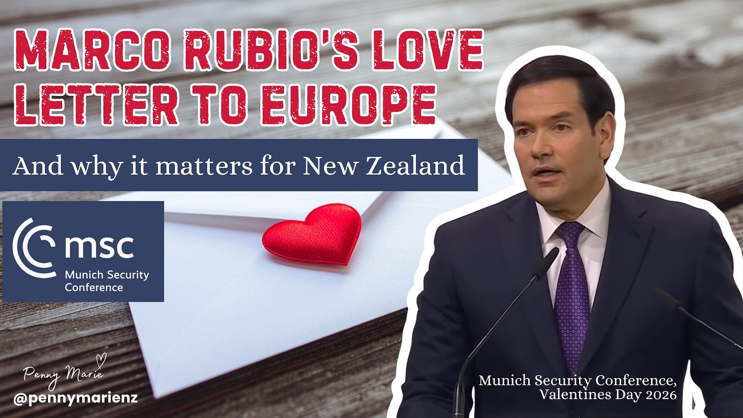 Marco Rubio speaking at Munich Security Conference 2026 about Ukraine and Western security