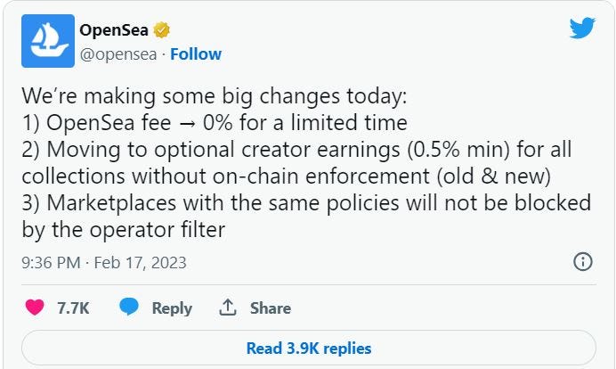 https://twitter.com/opensea/status/1626682043655507969?lang=en