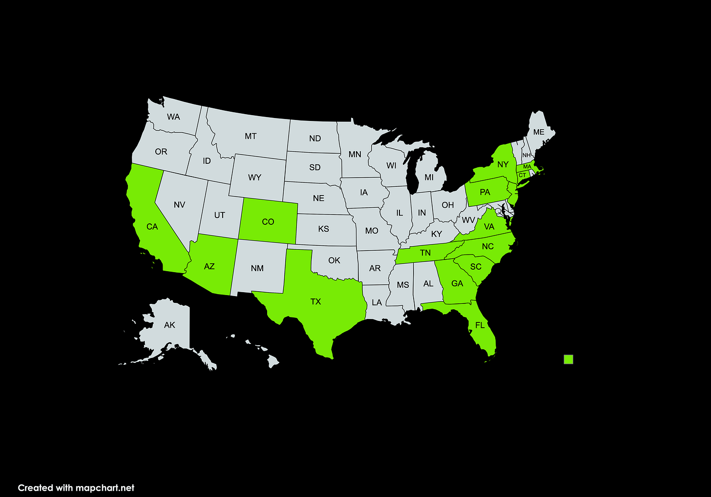 Map showing states with multiple padel clubs