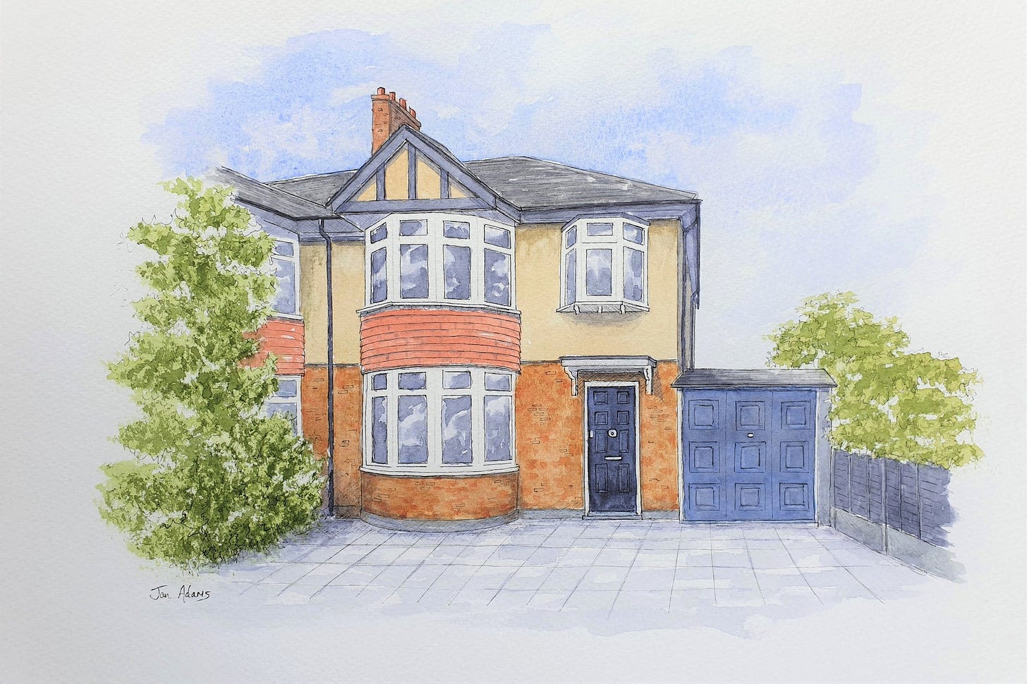 Pen and Watercolour House Portraits
