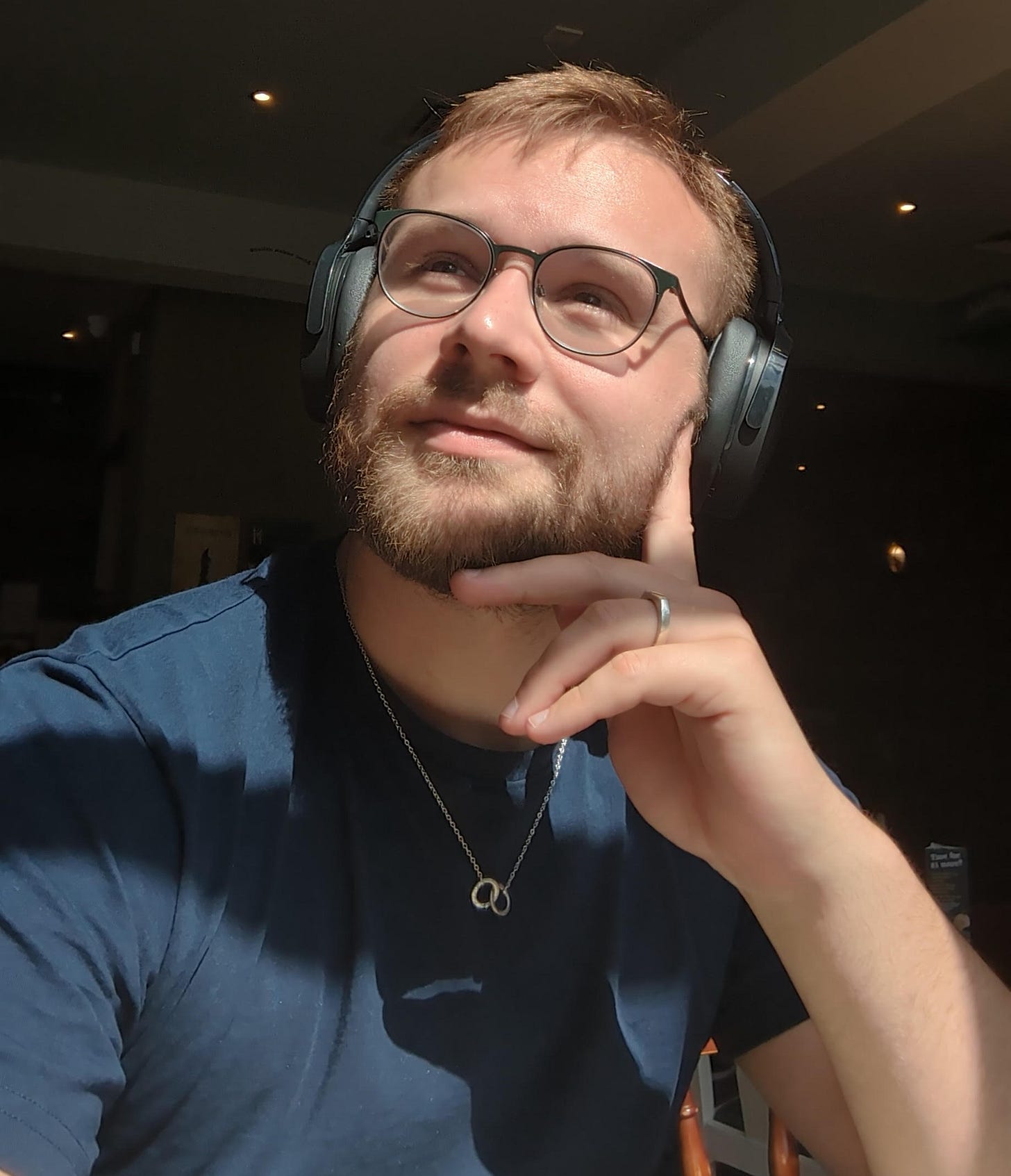 The writer Stuart Found thinking whimsically in the sunshine The writer Stuart Found thinking whimsically in the sunshine