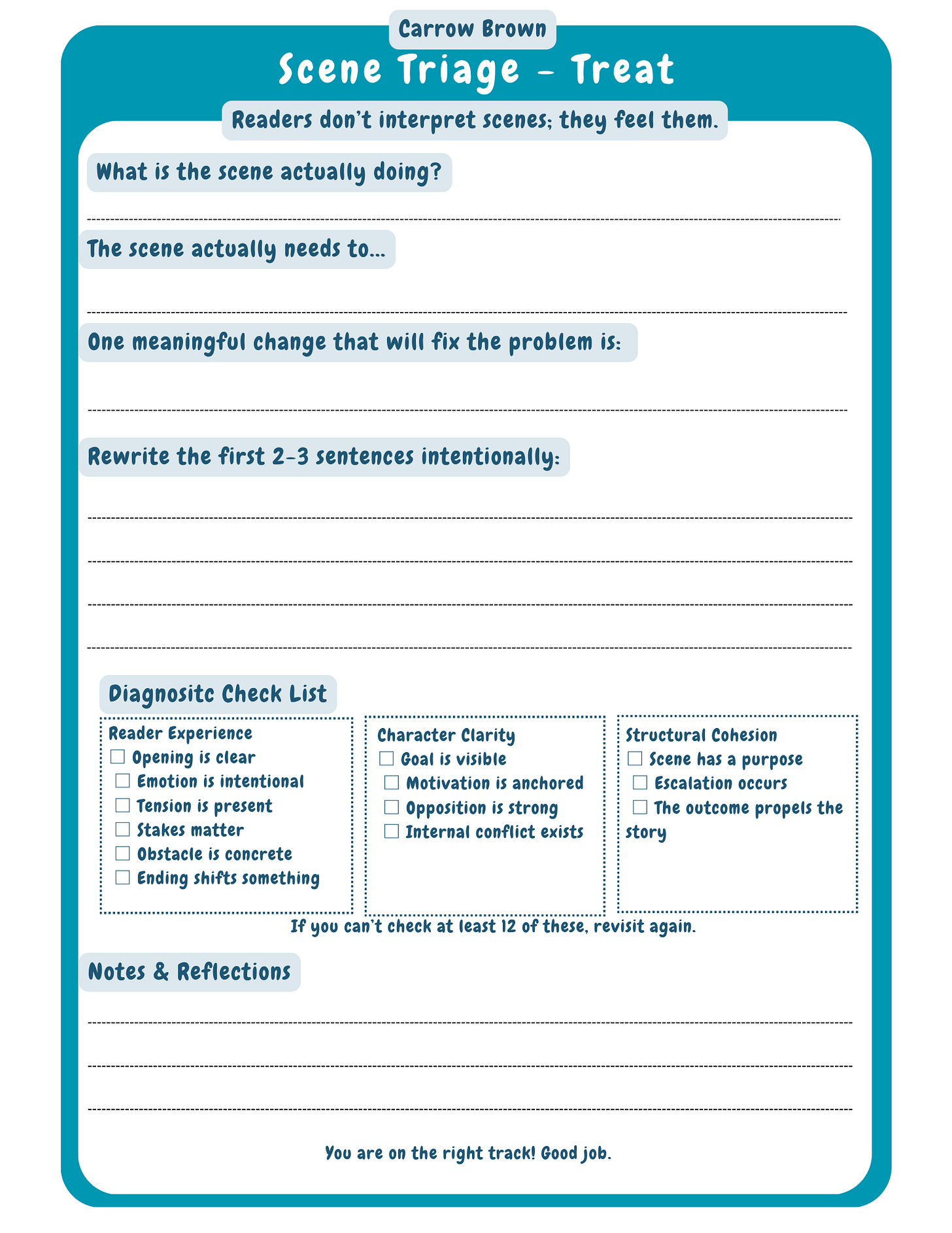 Scene Triage Worksheets - by Carrow Brown
