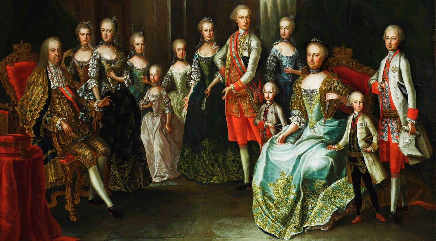 Buy digital version: Portrait of the Empress Maria Theresa with the family  by Franz von Fahrenheon | Arthive