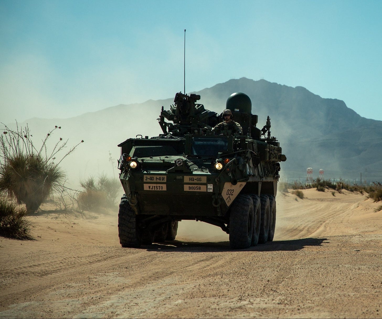 US Army Stryker combat vehicles have long been assigned to patrol the Texas Border with Mexico (US Northern Command photo) US Army Stryker combat vehicles have long been assigned to patrol the Texas Border with Mexico (US Northern Command photo)