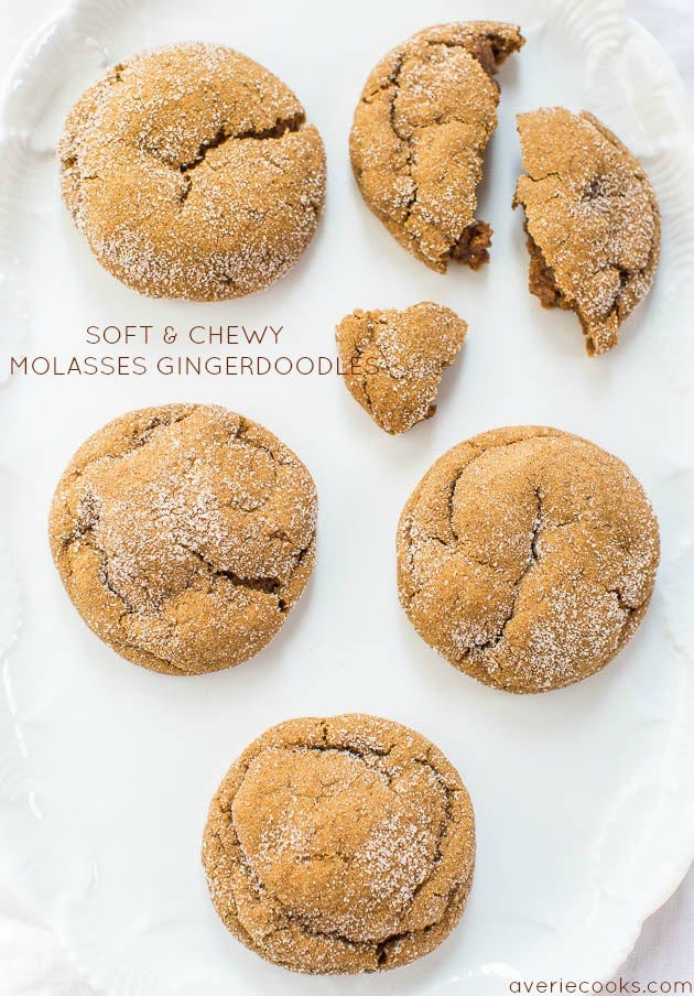 soft molasses cookies on white serving platter. soft molasses cookies on white serving platter.