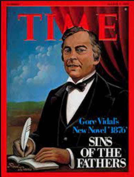 LEFT TO RIGHT: JFK, Vidal, and Tennessee Williams shooting guns; with Paul Newman; on the cover of Time; in The Simpsons.