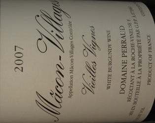Macon-Villages Vieieles Vignes 2007, Domaine Perraud