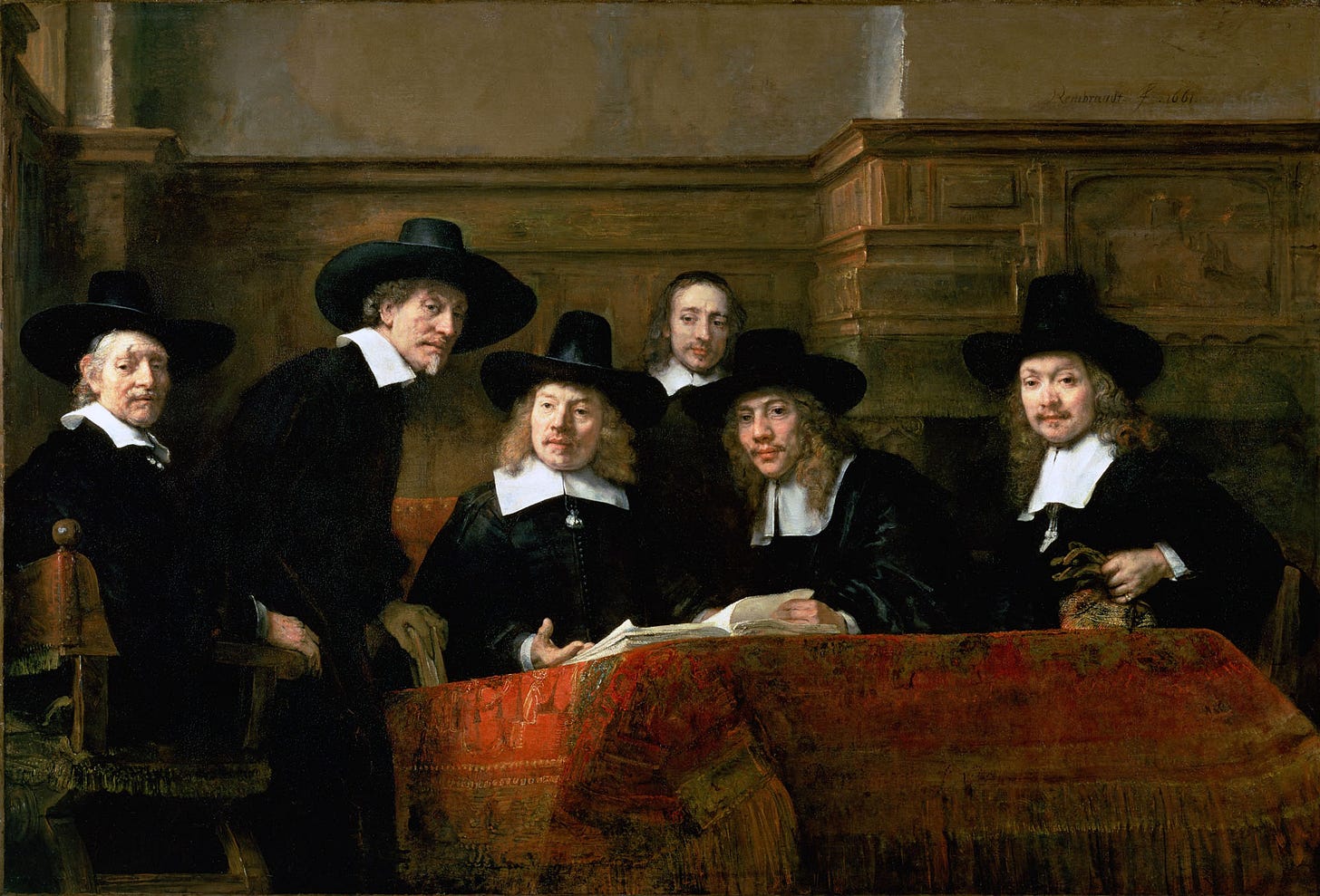 Dutch guild members seated around a table