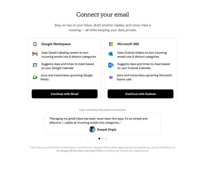 Fyxer's product onboarding