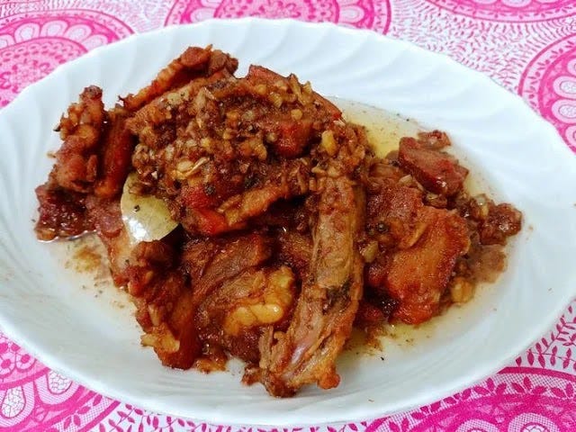 Home-cooked adobo sa asin for our anniversary date at home