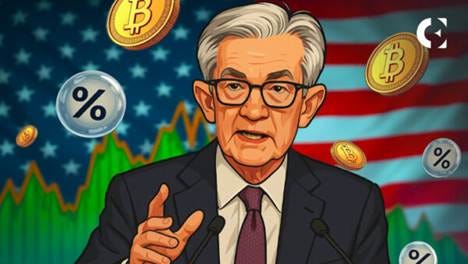 Federal Reserve Chair Jerome Powell speaking at a congressional hearing about the policy on U.S. banks servicing the crypto industry.