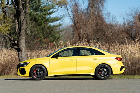 Photos of the Audi RS3 Sedan in yellow