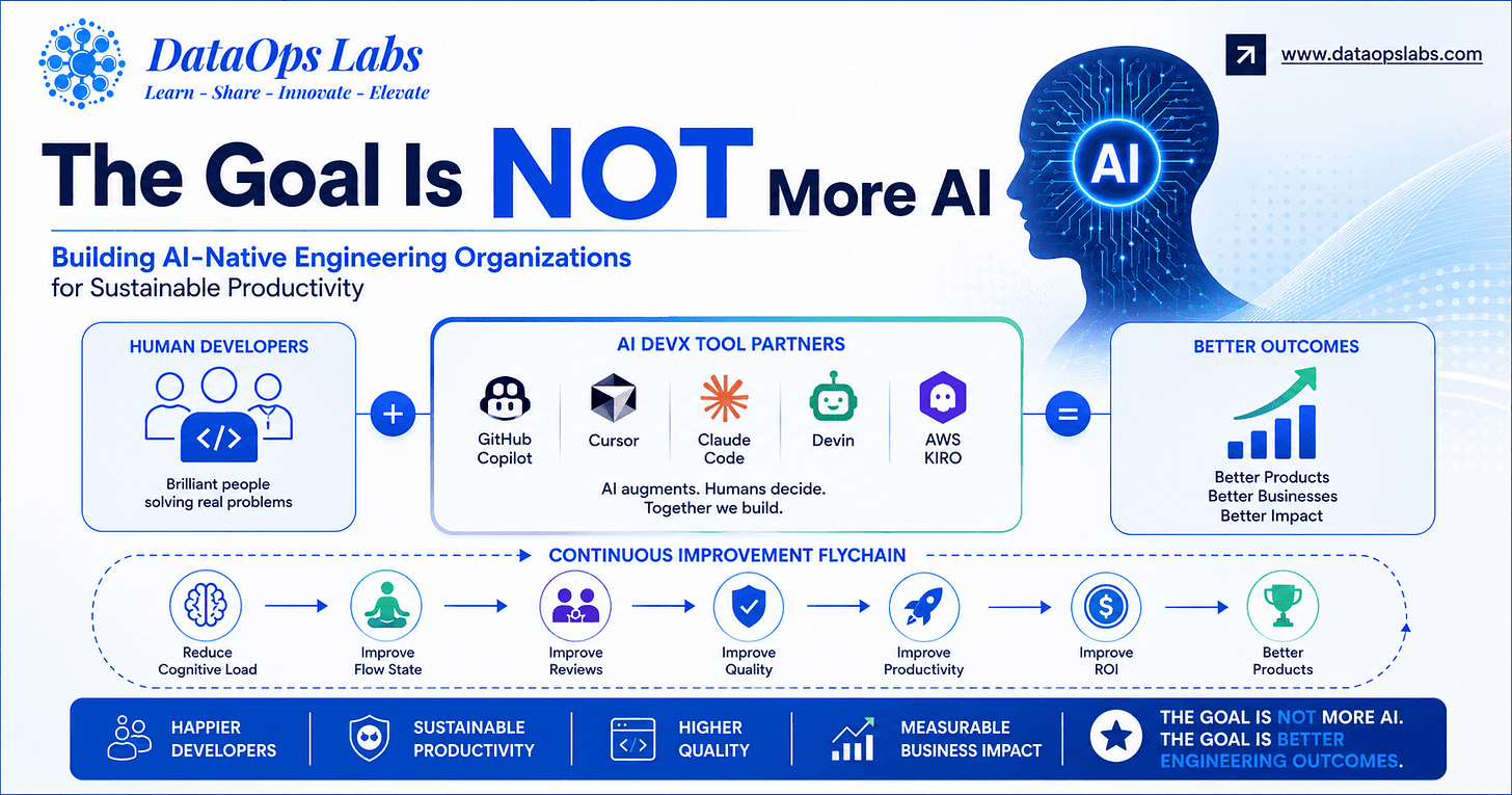 Goal Is NOT More AI: Building AI-Native Engineering Organizations for Sustainable Productivity