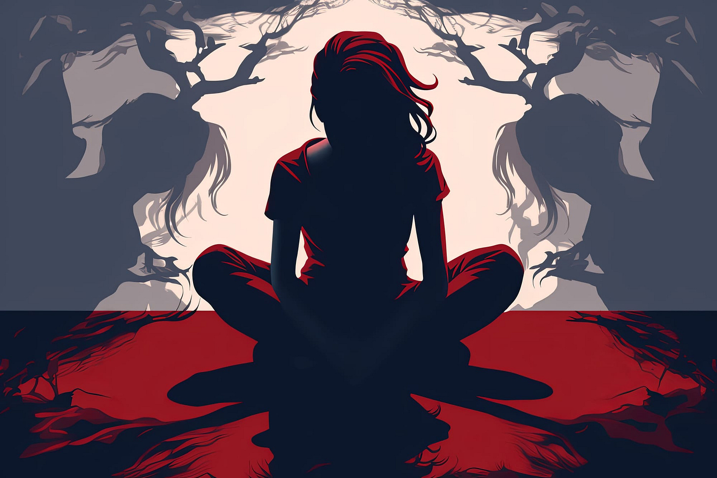 Woman sitting alone.