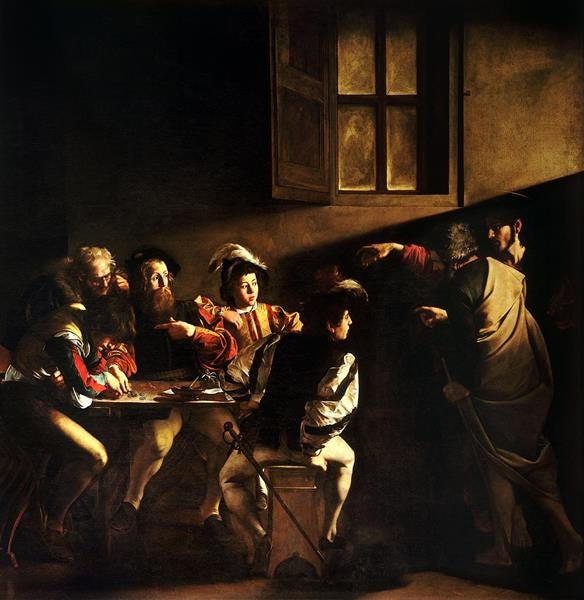 Calling of Saint Matthew, c.1600 - Caravaggio