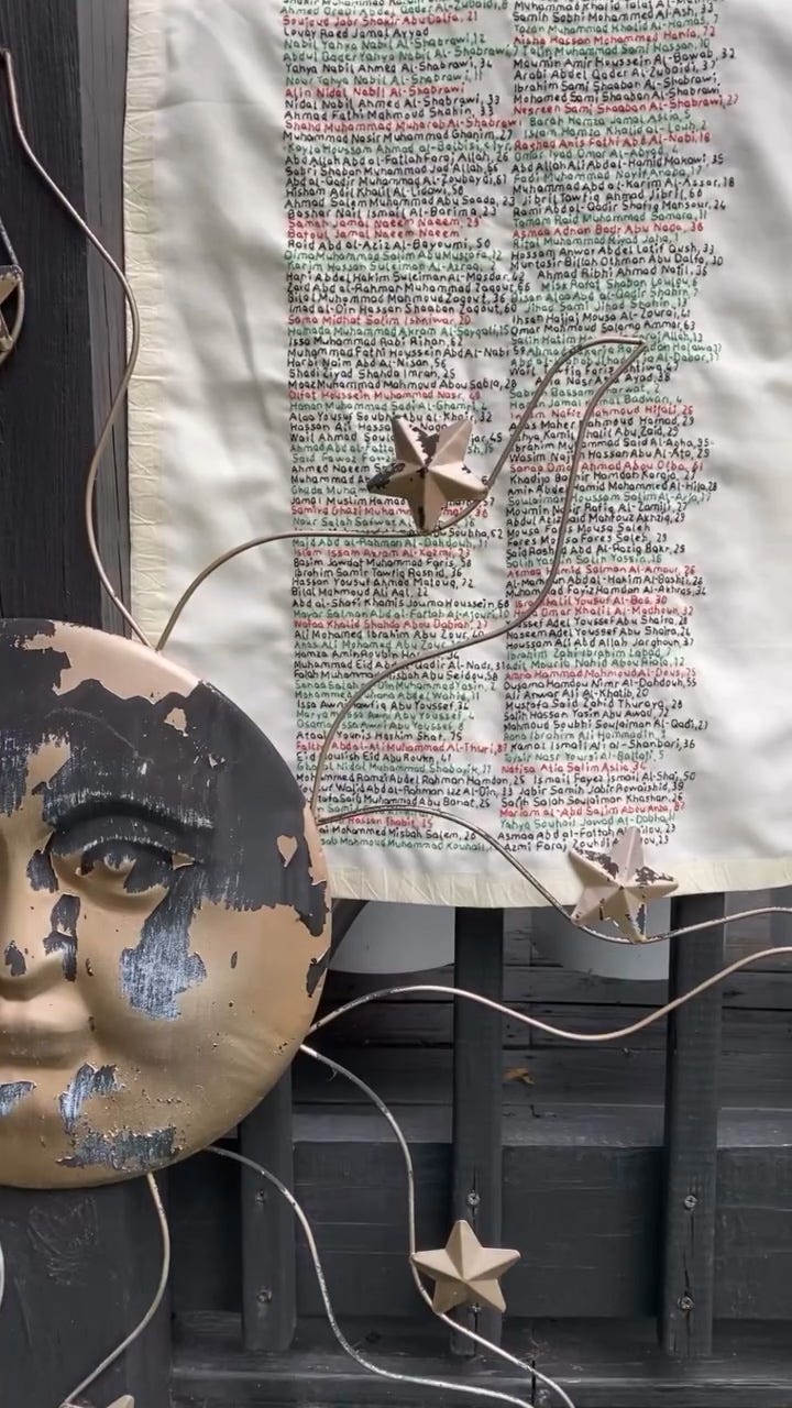 Mary Evers, Stitch Their Names Together. Commemorating Gaza, 2024-ongoing