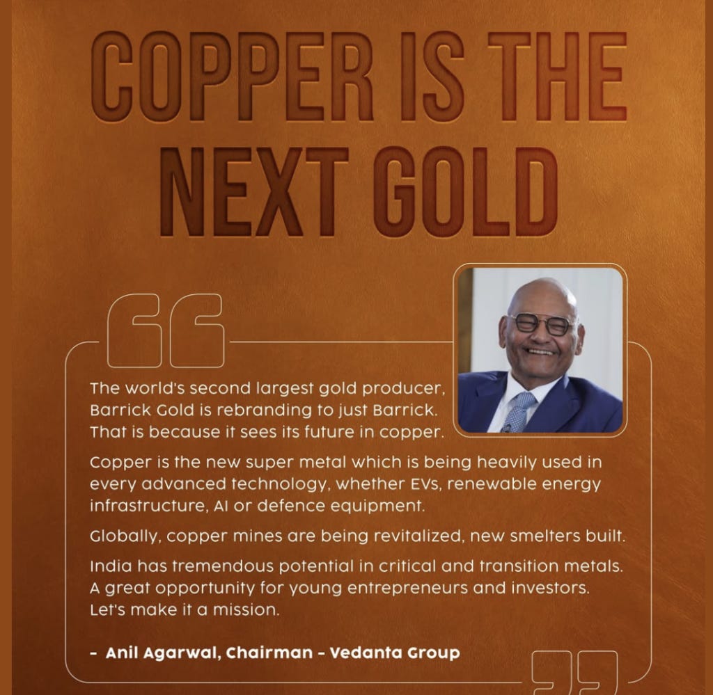 Copper is the new gold. Copper is the new gold.