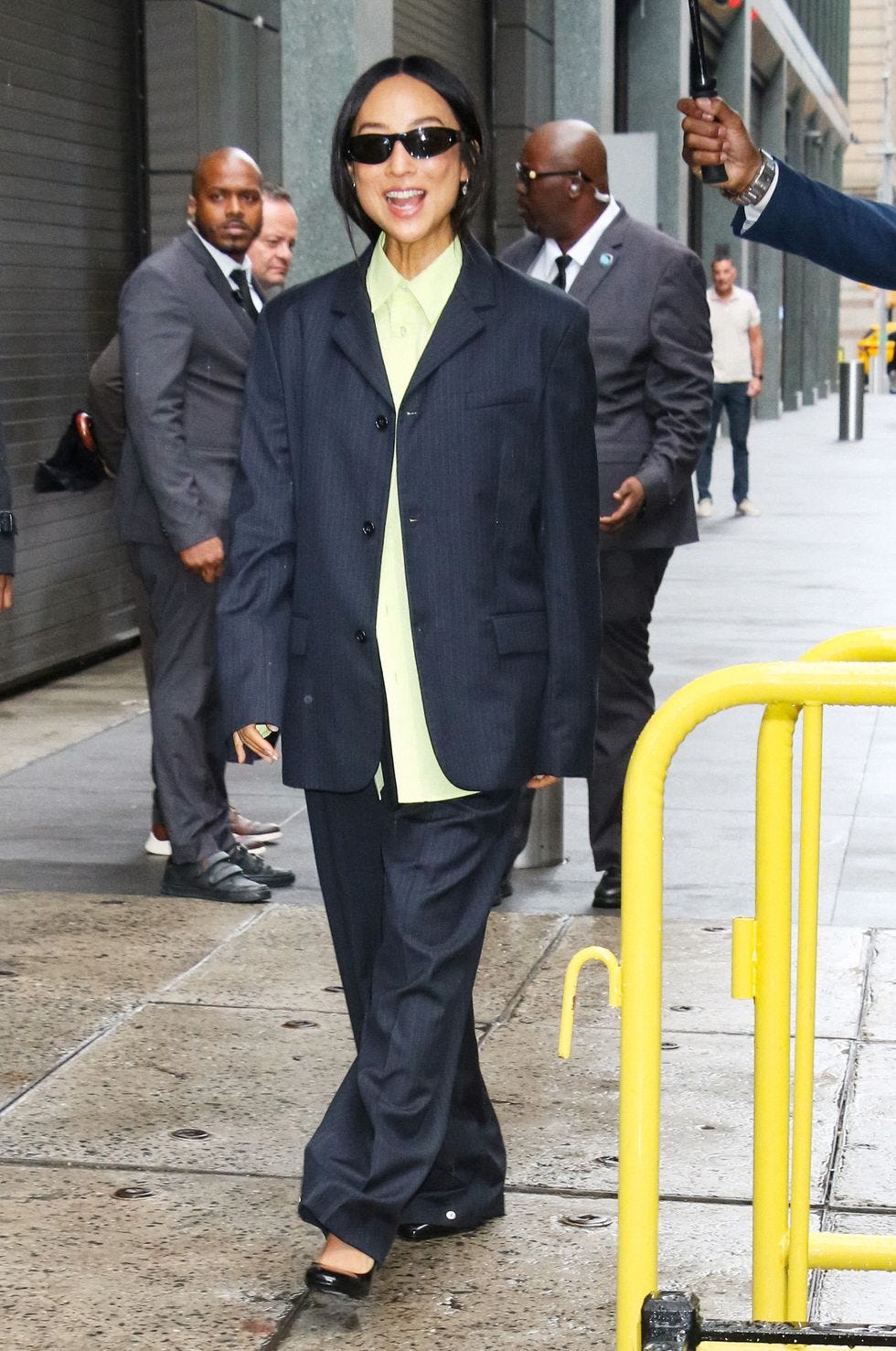 Greta Lee Wears Two Different Suit Looks While Doing Press in NYC